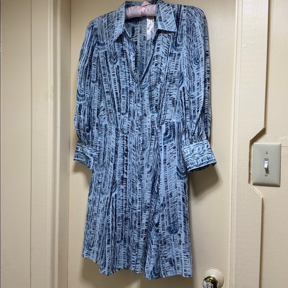 Theory Blue Patterned Midi Dress
